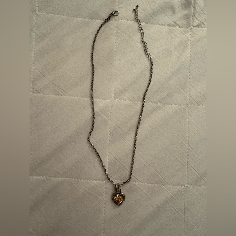 Mejuri Two-Tone Heart Pendant Necklace — Silver Chain with Gold Heart